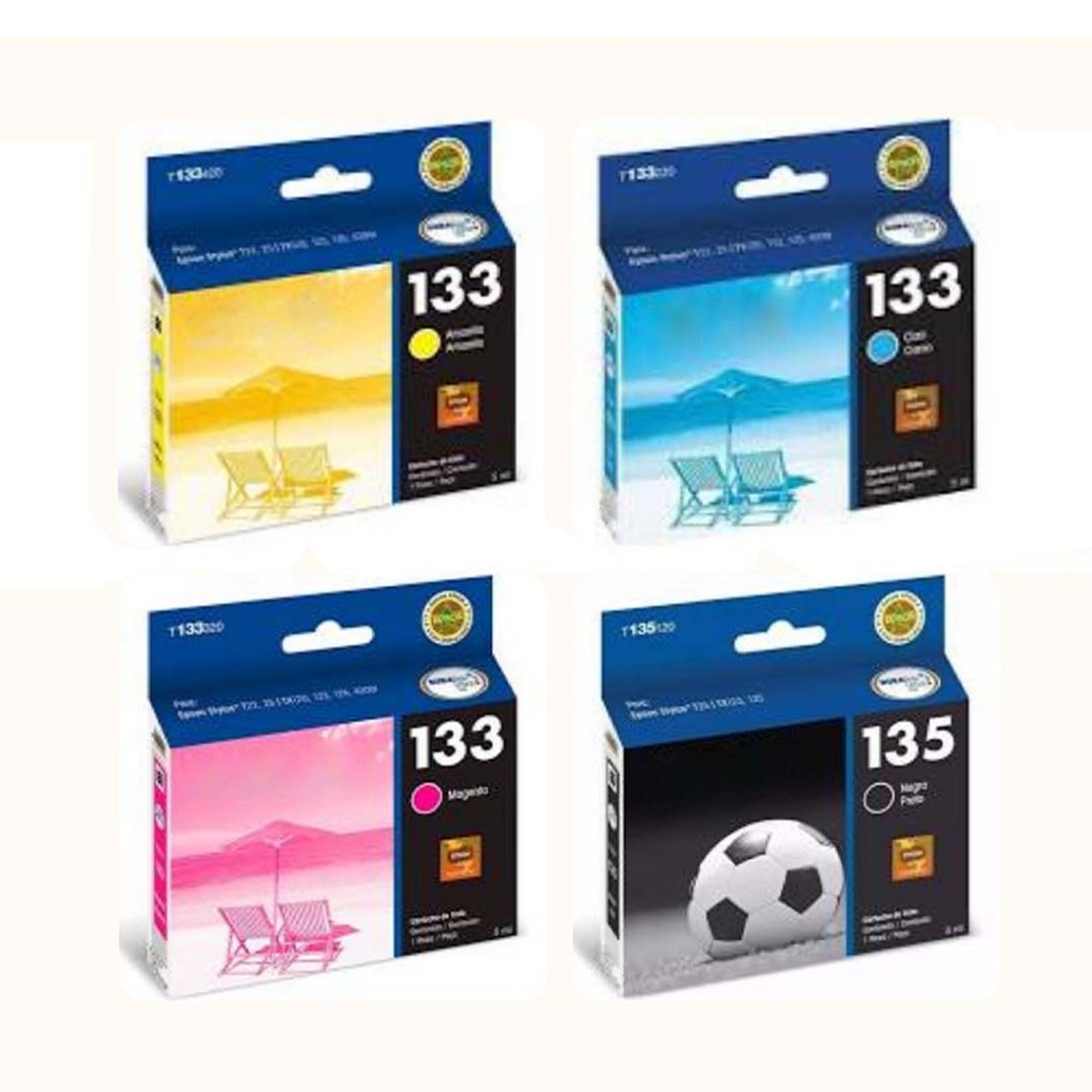 Kit 4 Cartucho Compatíveis Epson 135 133 TX125 TX123 TX133 TX135 T25