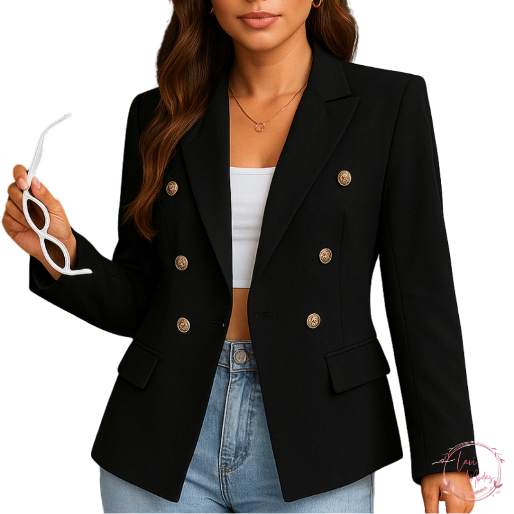 Blazer Social Feminino Casaco com Botões Acinturado Alfaiataria em Oferta na Shopee