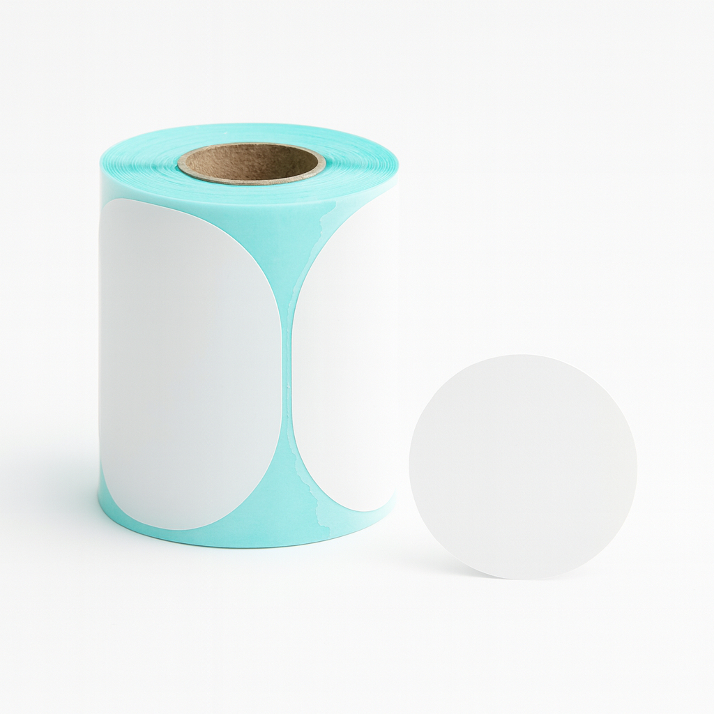 Etiquetas Térmicas Adesivas Redondas branca 50x50 Sem tinta Para impressoras Térmicas