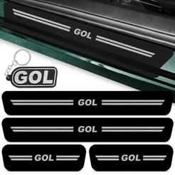 Kit 4 Peças Adesivo Soleira Porta Carro Vw Compatível Gol G2 G3 G4 Proteção Preto + Chaveiro