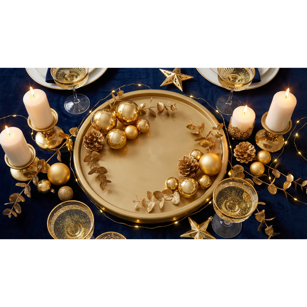 Bandeja Boleira Dourada 24cm Redonda Natal Acrilico Festplastik