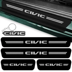 Kit 4 Peças Adesivo Soleira Porta Carro Compatível Civic G10 2017 A 2021 Proteção + Chaveiro