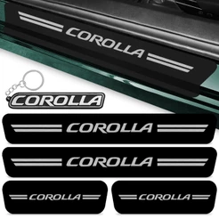 Kit 4 Peças Adesivo Soleira Porta Carro Compatível Corolla 2015 A 2019 Proteção Preto + Chaveiro