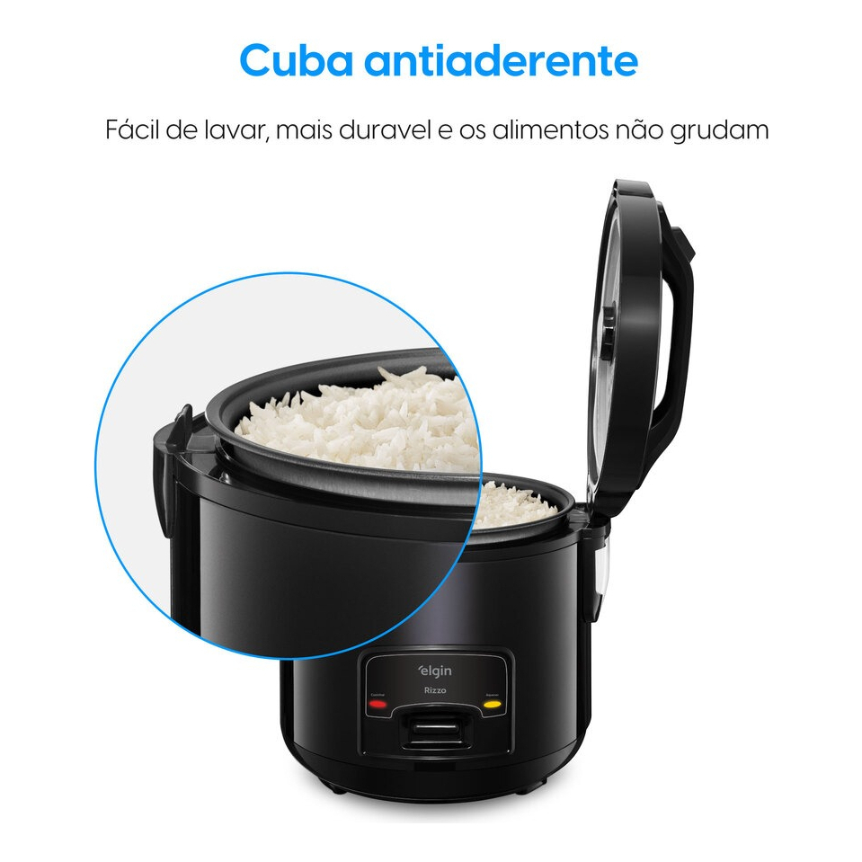 Detalhes do Panela Elétrica De Arroz Elgin Rizzo 5 Xícaras 400w Preta