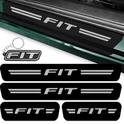 Kit 4 Peças Adesivo Soleira Porta Carro Compatível Fit 2014 A 2021 Proteção Fosco + Chaveiro