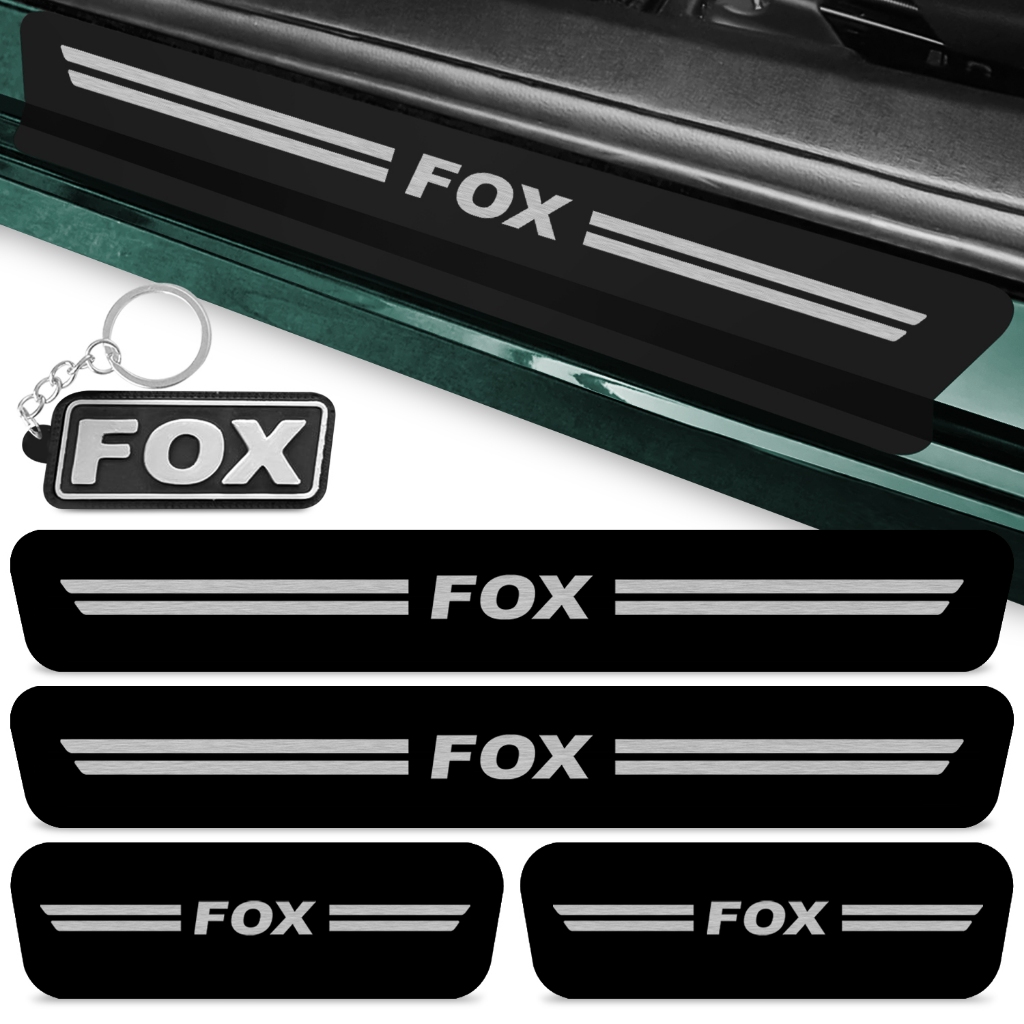 Kit 4 Peças Adesivo Soleira Porta Carro Compatível Fox 2003 A 2020 Proteção + Chaveiro