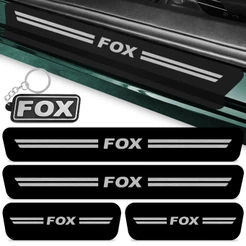 Kit 4 Peças Adesivo Soleira Porta Carro Compativel Fox 2003 A 2020 Proteção Preto Fosco + Chaveiro