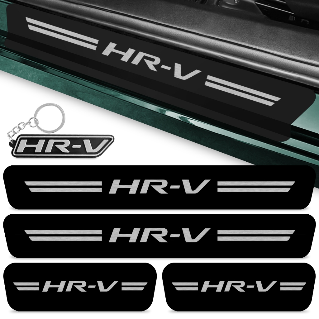 Kit Adesivo Soleira Porta Compativel Carro Hrv 2014 A 2021 Proteção Preto Fosco + Chaveiro