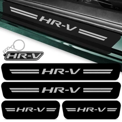Kit 4 Peças Adesivo Soleira Porta Carro Compatível Hrv 2014 A 2021 Proteção Fosco + Chaveiro