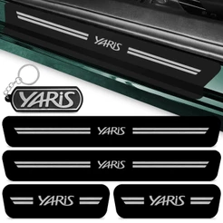 Kit 4 Peças Adesivo Soleira Porta Carro Compatível Yaris 2018 A 2021 Proteção Fosco + Chaveiro