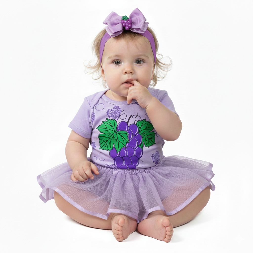 Body Bebe Menina Frutinha Uva + Laço +Tutu - Mesversário -Temático em Oferta na Shopee