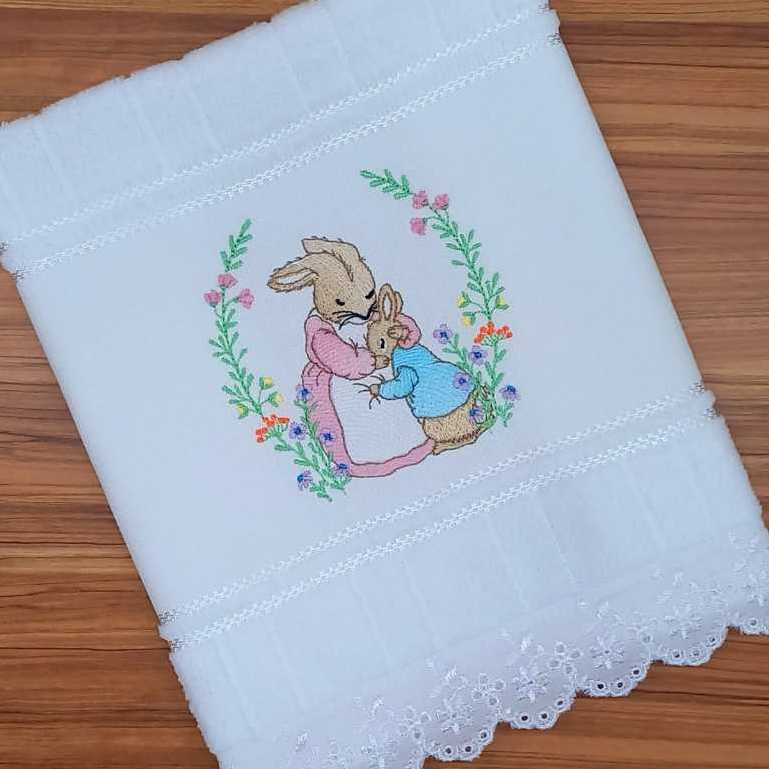 TOALHA LAVABO PÁSCOA COELHO VINTAGE BORDADA À MÁQUINA..(TAMANHO 30CM X 45CM). em Oferta na Shopee