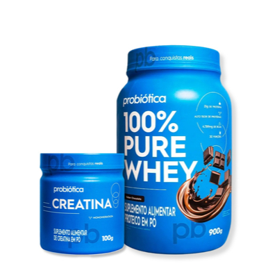 Kit 100% Whey Protein Pure Pote 900g + Creatina Pura 100g - Probiotica