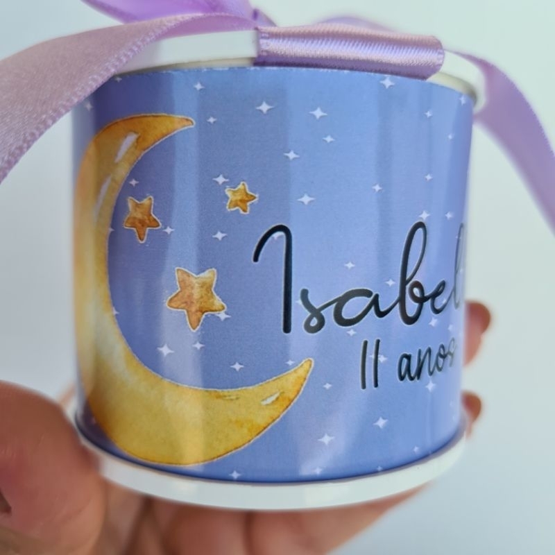 Kit Mini Tubolata Personalizada 5x6 Lua Lembrancinha Latinha Festa Aniversário Maternidade Chá de bebê Revelação Casamen