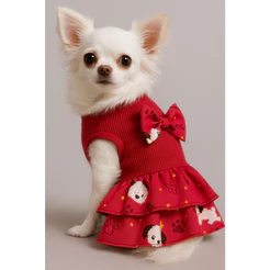 Vestido Pet para Cachorra com 2 Babados – Roupinha para Cachorro Pequeno – Várias Cores e Estampas