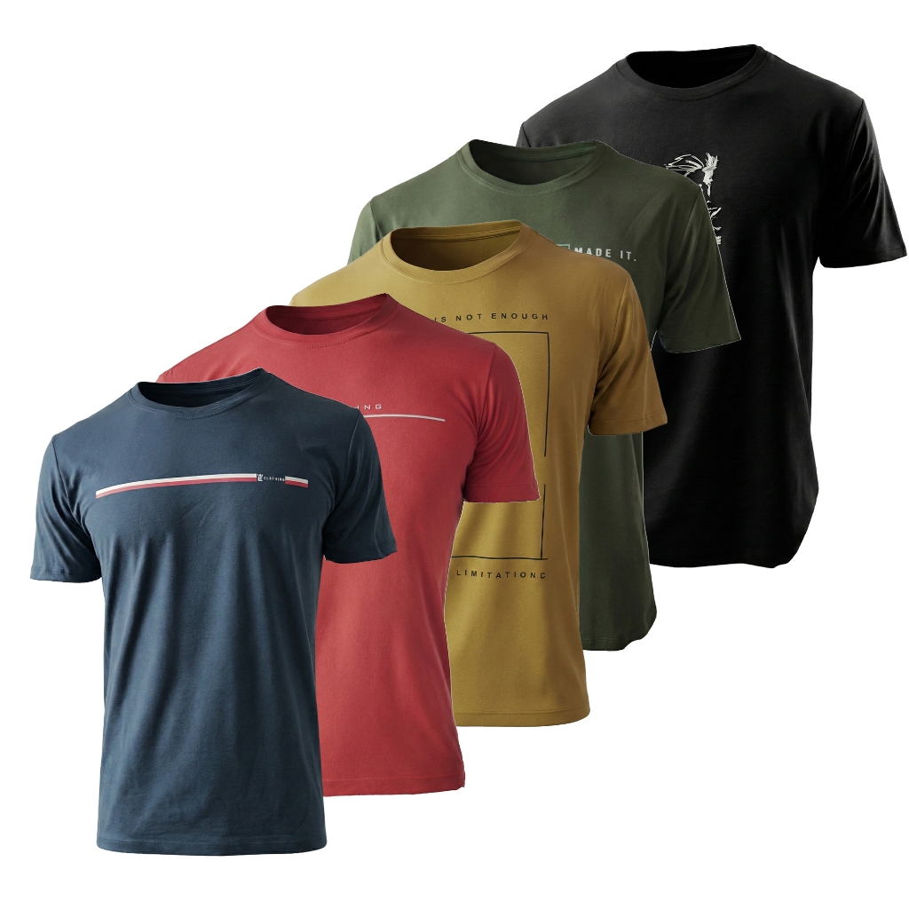 Kit 5 Camisas Camiseta Confortável Versátil 100% Algodão Barata Dia a Dia Estampadas P ao GG Ofertas