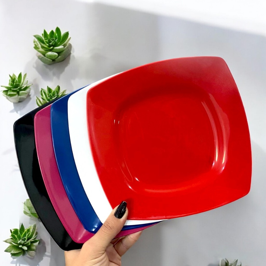 Kit 100 Pratos sobremesa plastico quadrado doces sorvete sobremesa eventos