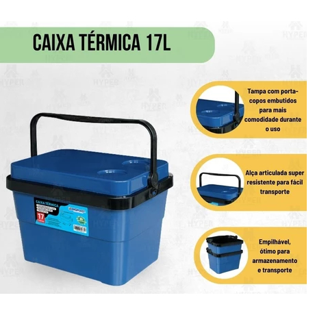 Caixa Térmica Cooler Freezer Portátil Com Alça 17litros Arqplast Toy 25963