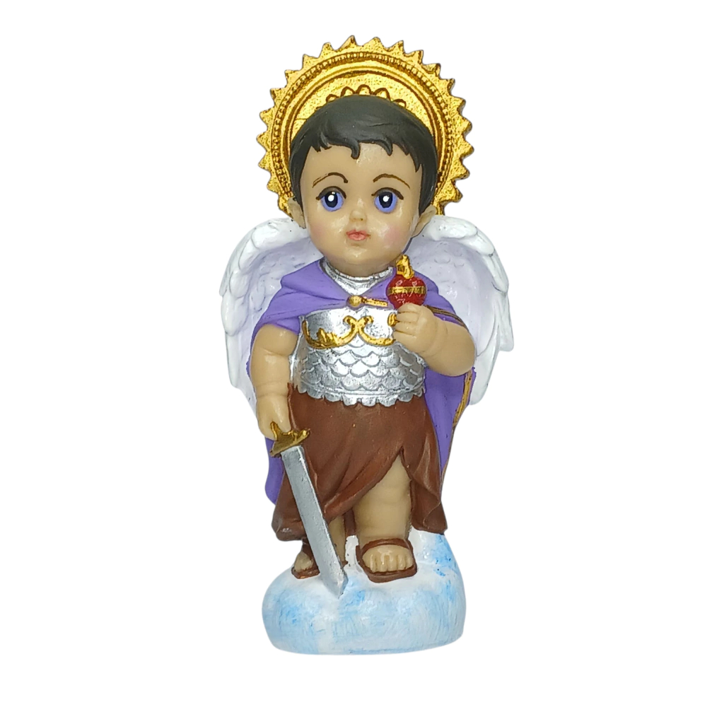 São Miguel Arcanjo Baby - Imagem Resina 14cm - Estátua Estatueta Decoração pintado a mão
