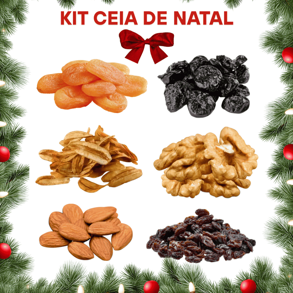Kit Mix - Com Damasco Uva Passa Amêndoa Banana Chips Ameixa Nozes 1,2kg Embalados A Vácuo