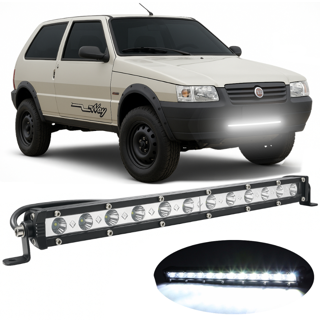 Barra de Led Enfeite Camionete Parachoque Farol Auxiliar Frente Caminhonete Strada Saveiro S10 Fiat Uno Hilux Ranger