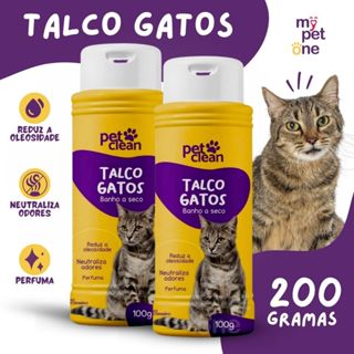 Kit 2 Talco Banho a Seco Para Gatos 100g - Pet Clean em Oferta na Shopee