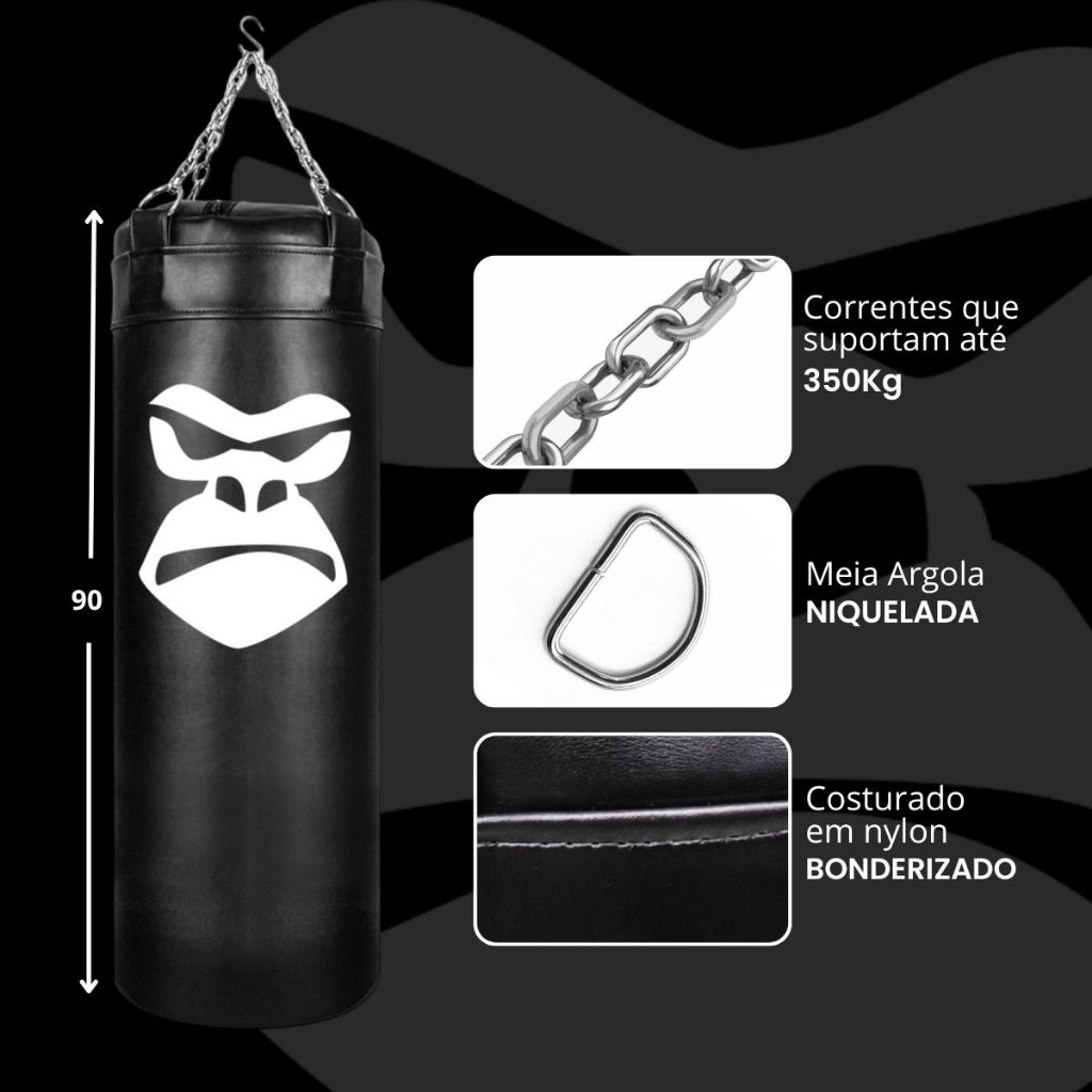 Saco de pancada Profissional Gorilla 70cm/90cm/120cm/160cm/180cm Boxe MuaiThay
