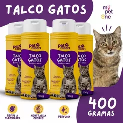 Kit 4 Talco Banho a Seco Para Gatos 100g - Pet Clean