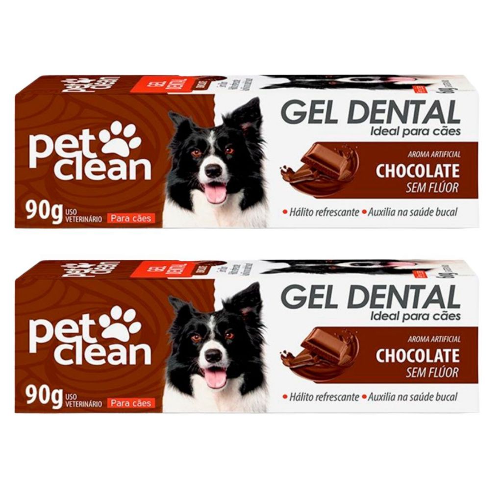 Kit 2 Pasta de Dente Cães e Gatos Pet Clean Gel Dental 90g  - Chocolate em Oferta na Shopee