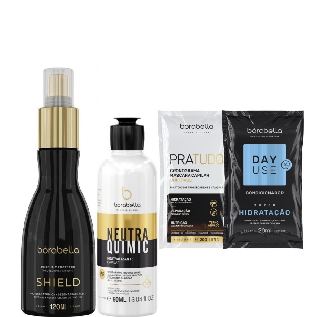 Borabella Shield Protetor Térmico 120ml + NeutraQuimic Capilar 90ml em Oferta na Shopee