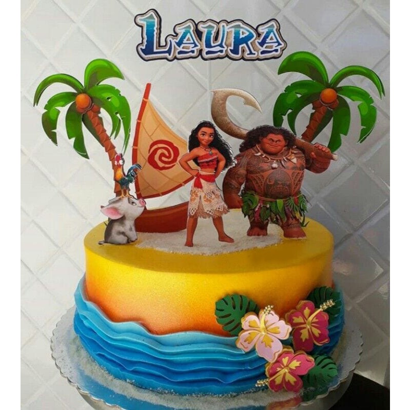 Topo de bolo Moana - Topper Moana - Personalizado em Oferta na Shopee