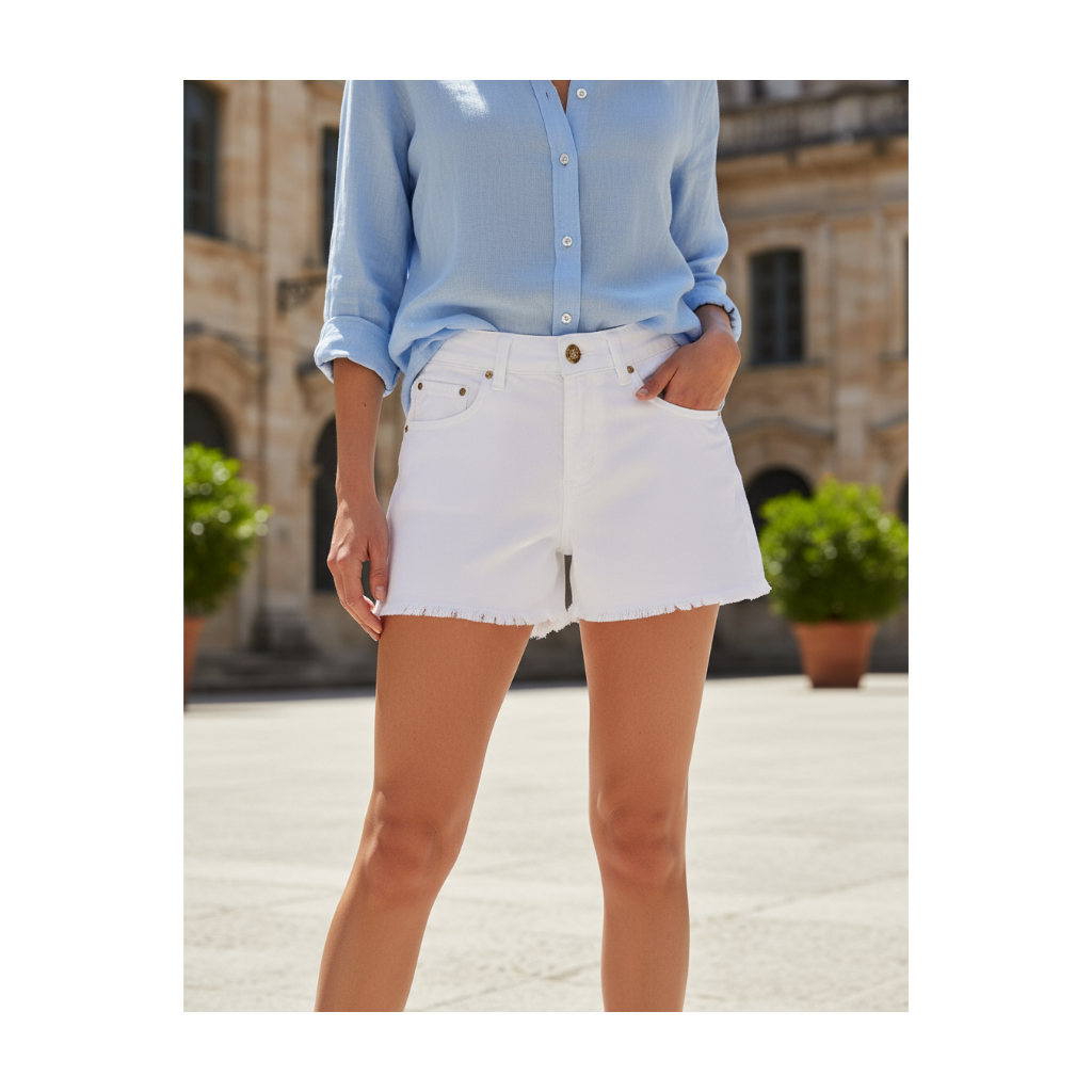 Shortinho Jeans Feminino Cos Médio Branco Emporio 9061