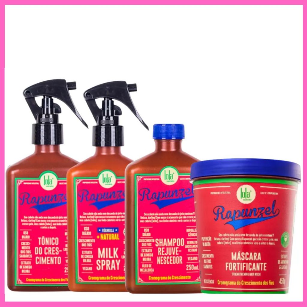 Kit Lola Rapunzel Completo – Shampoo, Máscara, Tônico, Milk