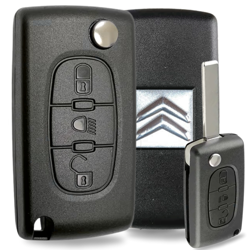 Carcaça Chave Canivete Citroen Farol C4 Pallas Picasso C3 Com Suporte Para Bateria