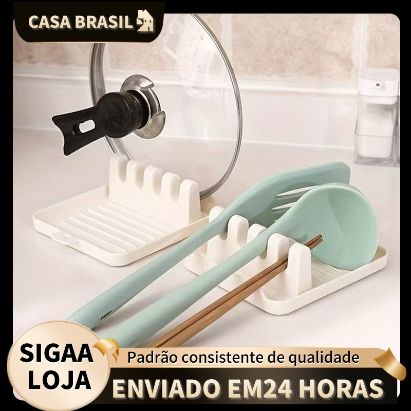 Porta-colher multiuso, tampa de utensílio, balcão de cozinha montado na parede em Oferta na Shopee