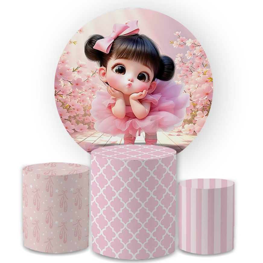 Kit Capa Painel Festivo1,5 x 1,5+ Trio Capa Cilindro Aniversário Veste Fácil Infantil Bailarina Ballet em Oferta na Shopee
