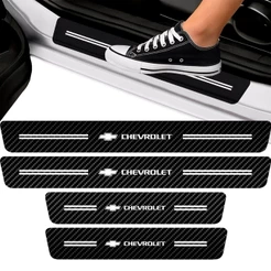 Soleira Da Porta Compatível Linha Chevrolet Fibra De Carbono