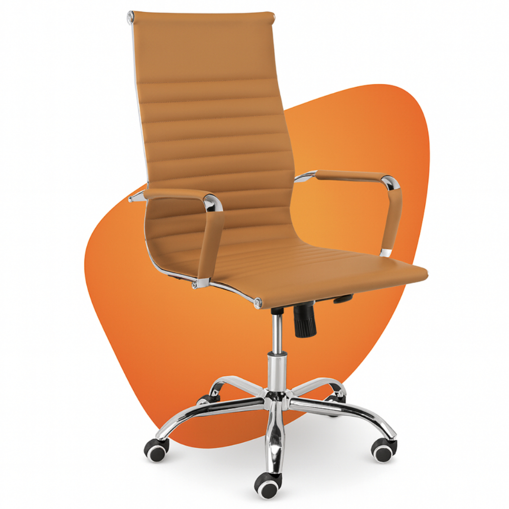 Cadeira De Escritório Presidente Moob Boston Giratória Ergonômica Com Função Relax Caramelo em Oferta na Shopee