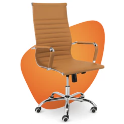 Cadeira De Escritório Presidente Moob Boston Giratória Ergonômica Com Função Relax Caramelo