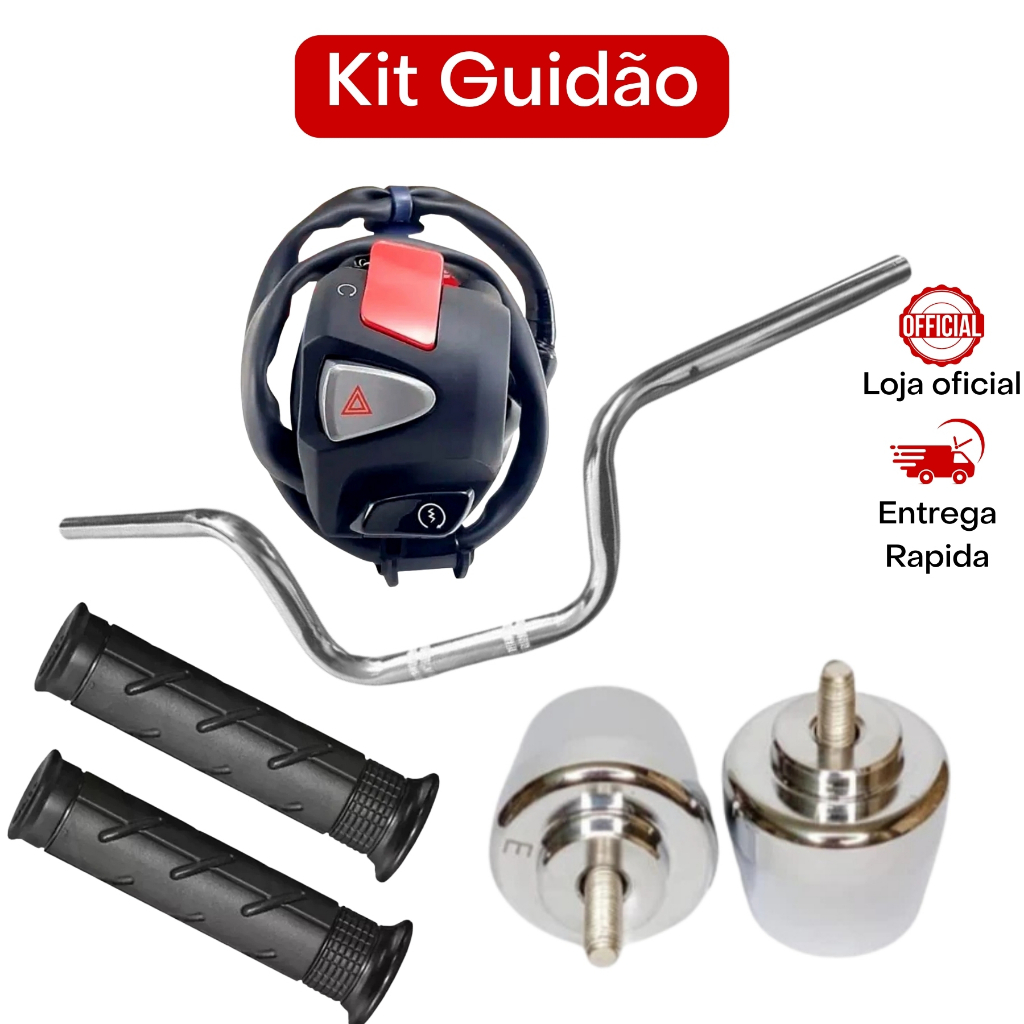 Guidão Cargo 160 Cromado Punho Partida Cb500 Par Peso PCX Manopla Vazada Titan F