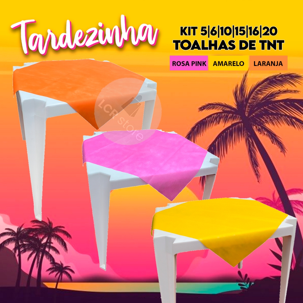 Toalhas de Mesa TNT Festa Infantil Cores Vivas Cobre Mancha 70x70 | Kit 8 Tardezinha