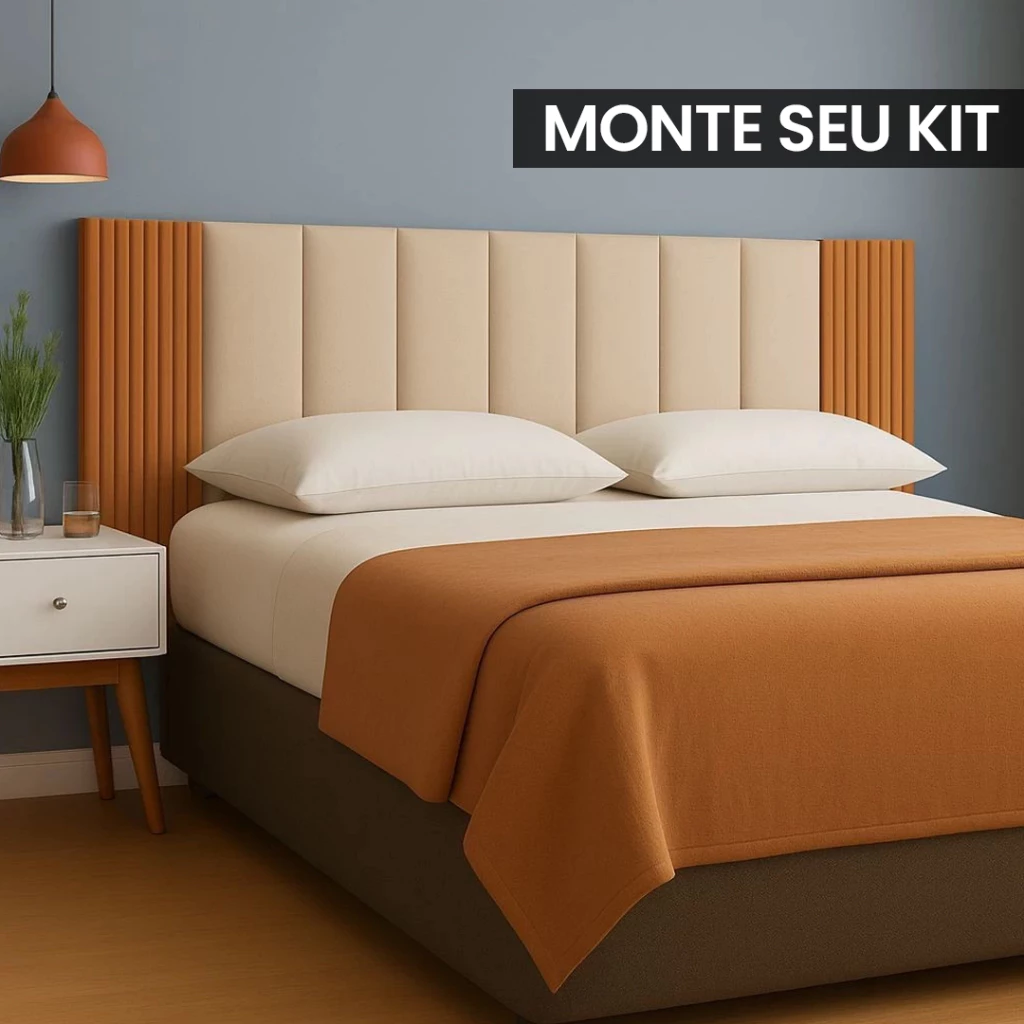 Kit Com Até 12 Peças Cabeceira Modular + Painel Ripado MDF Para Cama Box Casal King Queen - Envio Full — imagem 1