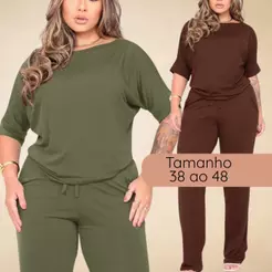 Conjunto Feminino de Malha Lisa Calça e Blusa linha PREMIUM