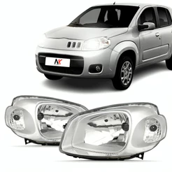 Par/Un Farol Fiat Uno Vivace 2010 2011 2012 2013 á 2016 Fiorino Cromado