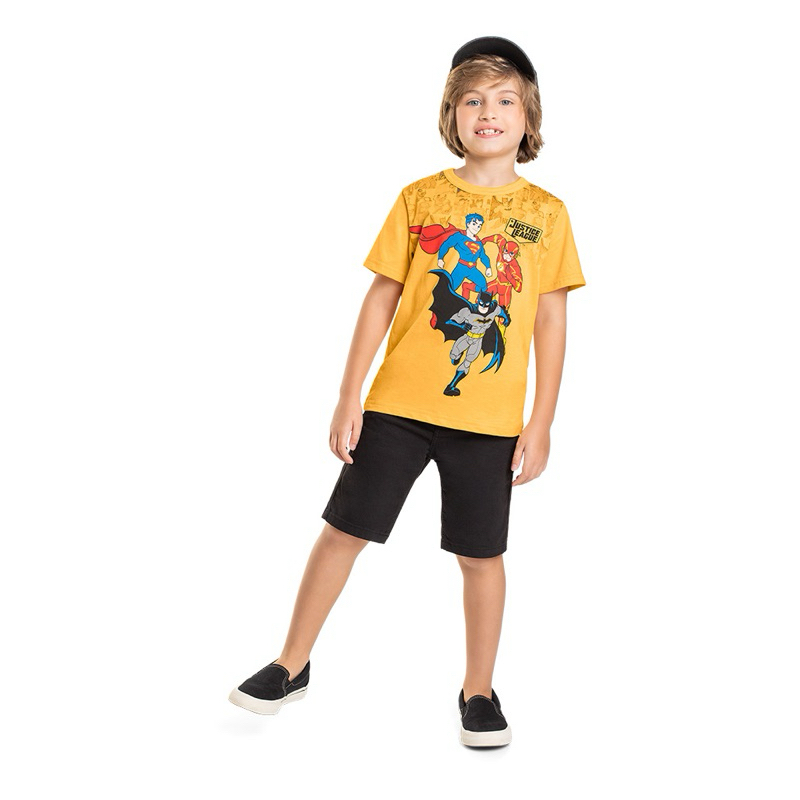 Camiseta Infantil Menino Heróis Liga da Justiça Jovens Titãs Marlan 100% Algodão Conforto Dia a Dia Promoção 4 ao 14