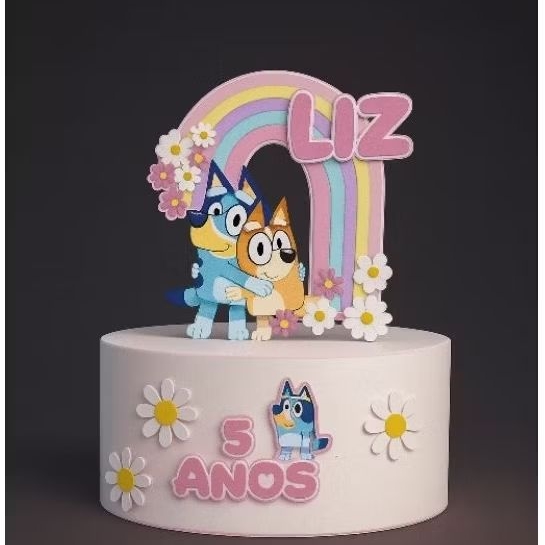 Topper de bolo Personalizado - Topo de bolo Bluey/ Enfeite de bolo
