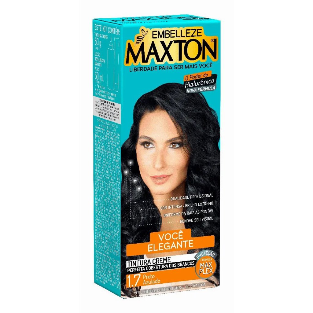 Tinta Maxton Tintura Creme Tom 1.7 Preto Azulado Para Cabelo - 1.7 Preto Azulado em Oferta na Shopee