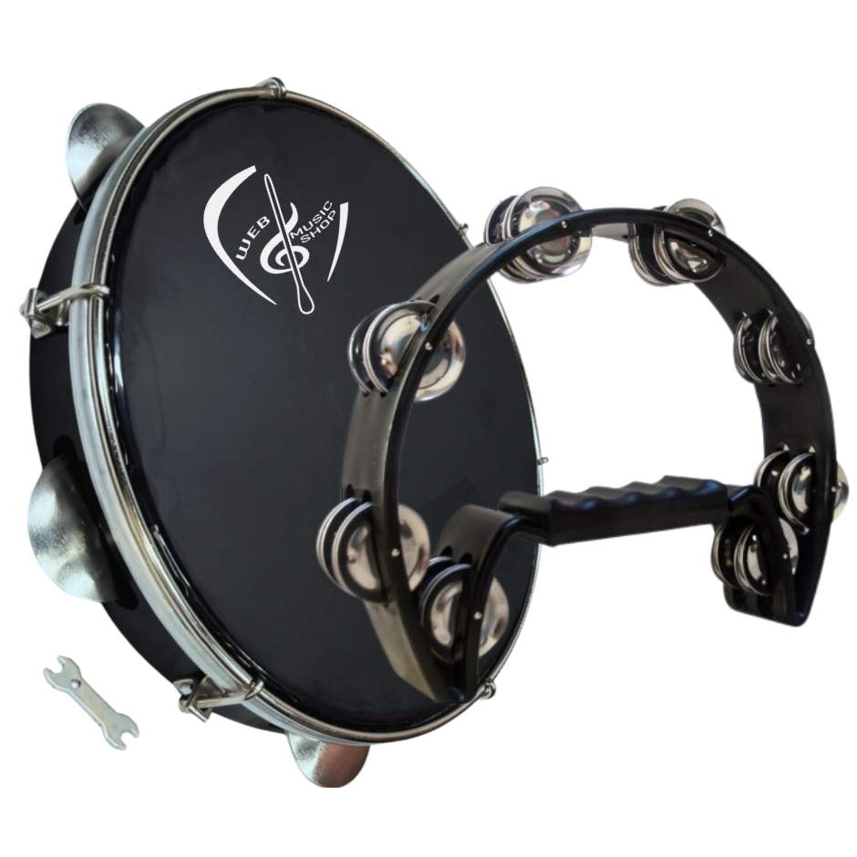 Kit Pandeiro 10" Polegadas Pele Preta + Meia Lua Preta - Web Music em Oferta na Shopee