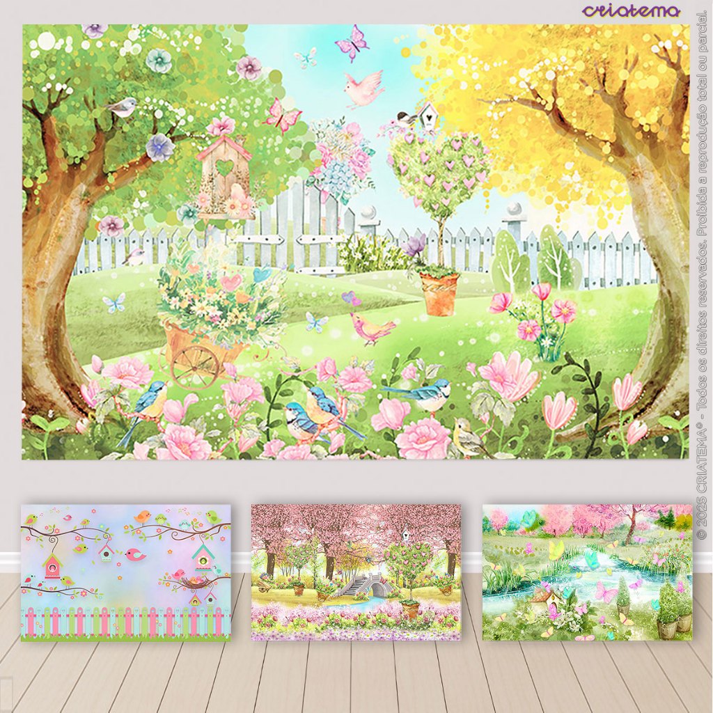 Painel Retangular de Festa Jardim Encantado Horizontal Sublimado Em Tecido Decorativo em Oferta na Shopee