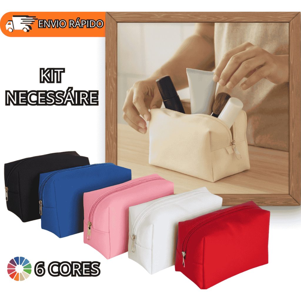 Imagem Kit 5  Nécessaire Bolsa Porta Maquiagem Higiene Organizador Viagem Trabalho Faculdade Academia Bag